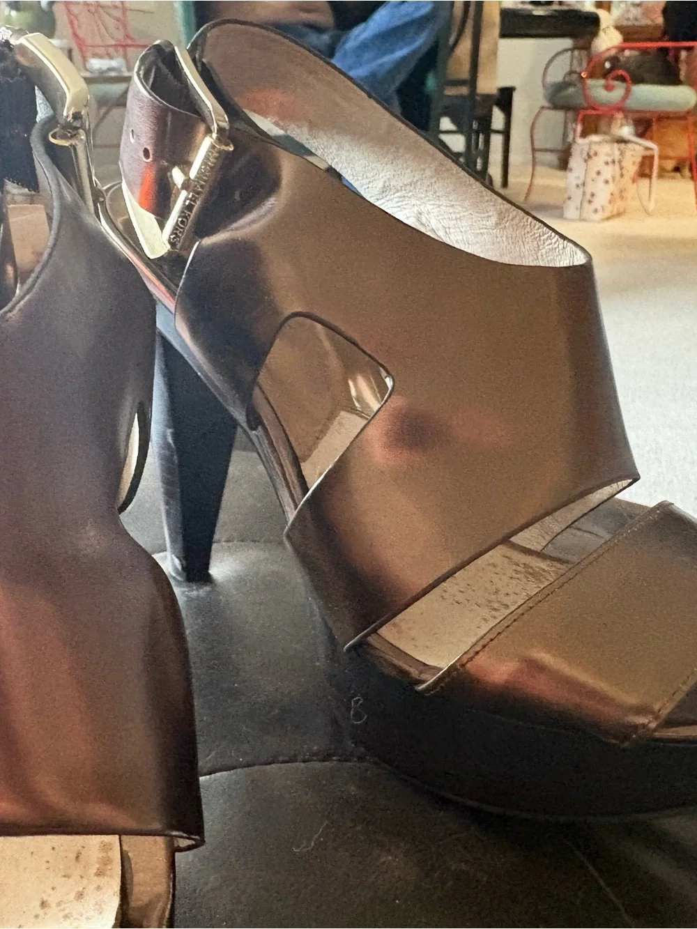 Michael Kors Metallic Bronze Open-Toe Platform Heels